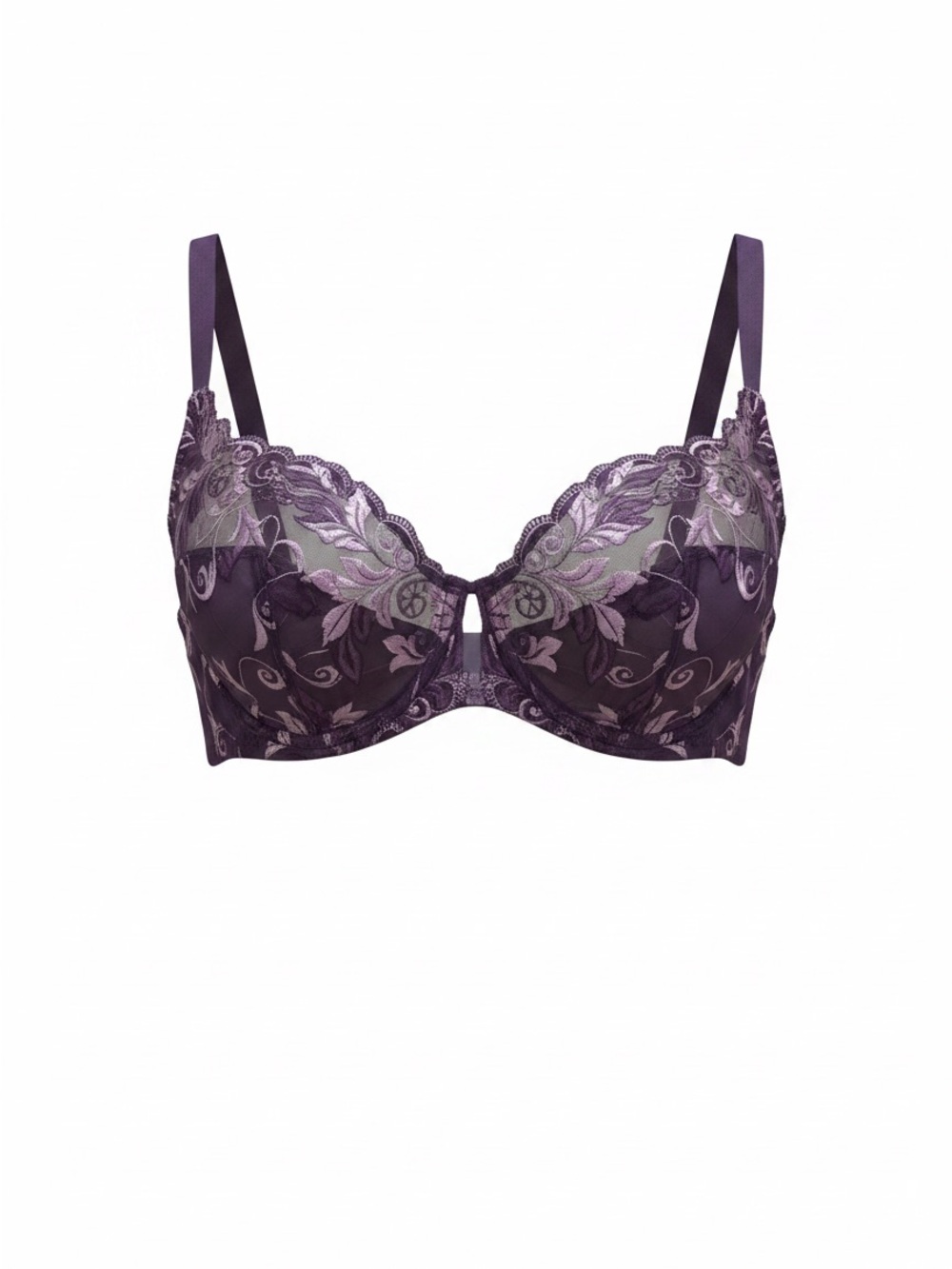 Soma Purple Lace Underwire Bra with Floral Embroidery